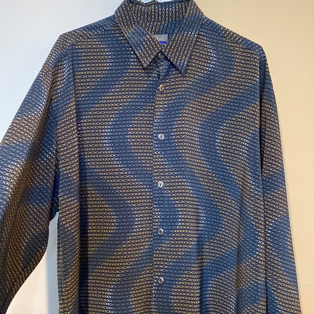 Bassari uomo large shirt men’s this is rayon geometric design concept large